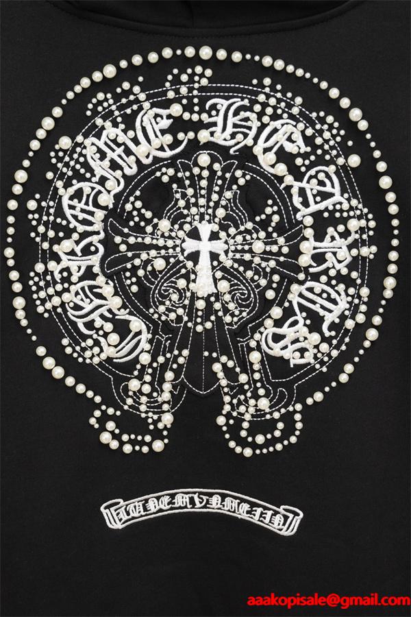 ホワイト オーナメントプリント CHROME HEARTS クロムハーツ コピー ジップパーカー 2026新作
