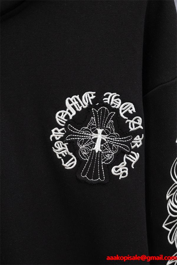 ホワイト オーナメントプリント CHROME HEARTS クロムハーツ コピー ジップパーカー 2026新作