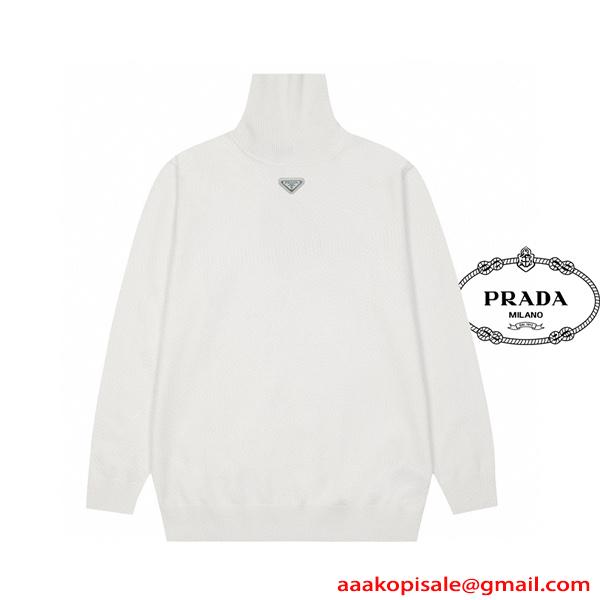 本格派 ブラック ニット 保温仕様 温か素材 冬支度 PRADA プラダ コピー