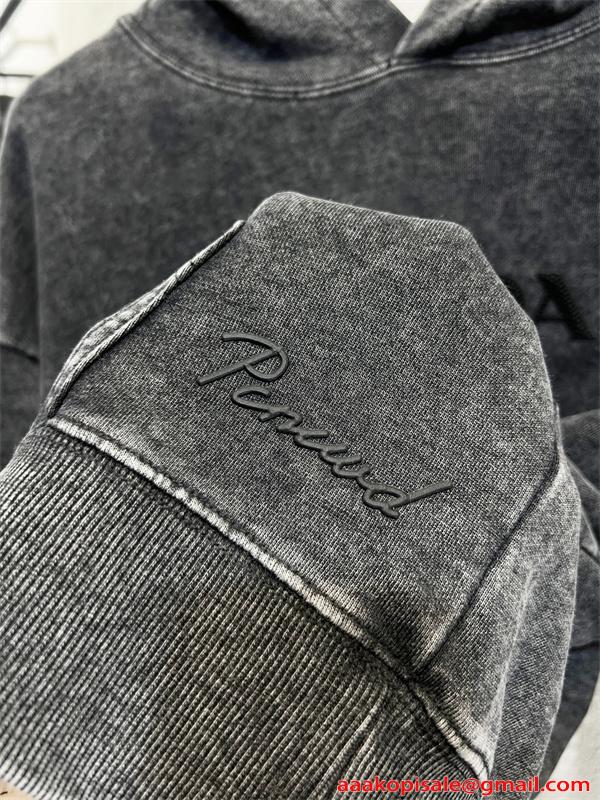 PRADA プラダ コピー トレンド モード加工 ヴィンテージ風 パーカー メンズ