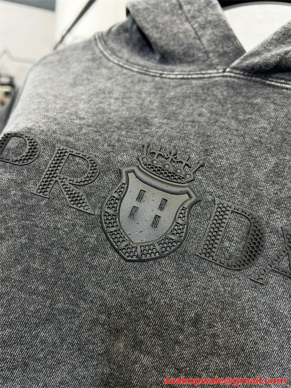 PRADA プラダ コピー トレンド モード加工 ヴィンテージ風 パーカー メンズ