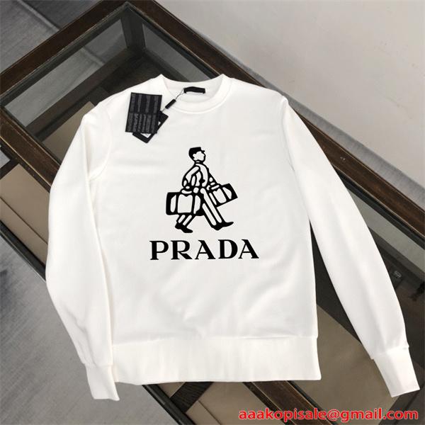 高級感漂う 上質素材 2026新作 定番ホワイト スウェット PRADA プラダ コピー