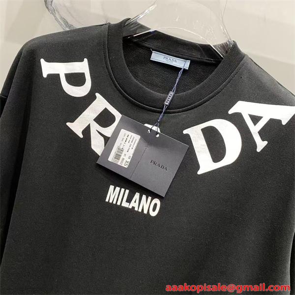 存在感抜群 2026新作 洗練ブラック PRADA プラダ コピー スウェット トレンド 