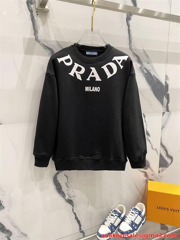 存在感抜群 2026新作 洗練ブラック PRADA プラダ コピー スウェット トレンド 