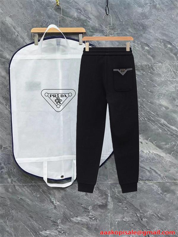 2026新作 ブラック ジョガーパンツ 刺繍 モード系  PRADA プラダ コピー