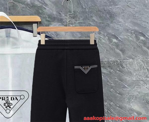 2026新作 ブラック ジョガーパンツ 刺繍 モード系  PRADA プラダ コピー