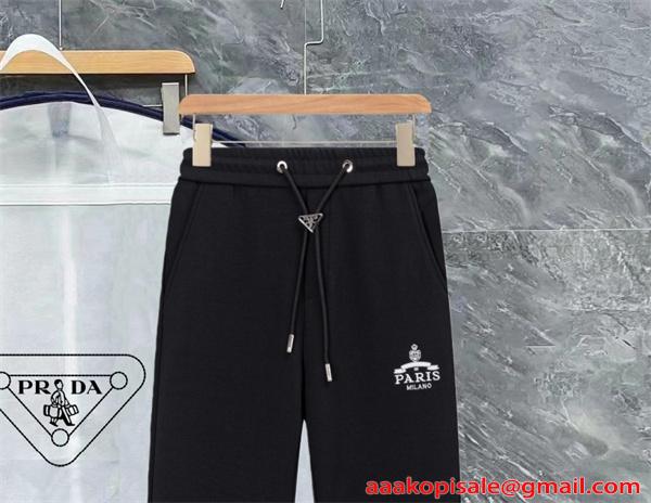 2026新作 ブラック ジョガーパンツ 刺繍 モード系  PRADA プラダ コピー