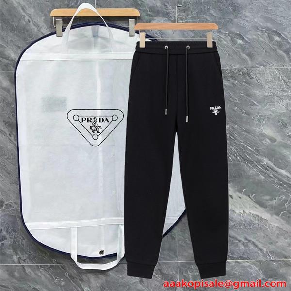 ブラック  PRADA プラダ コピー スウェットパンツ ジップポケット 売れ筋