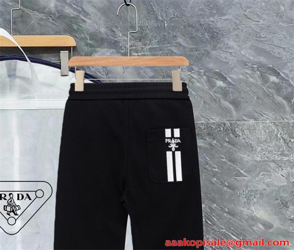 ブラック  PRADA プラダ コピー スウェットパンツ ジップポケット 売れ筋