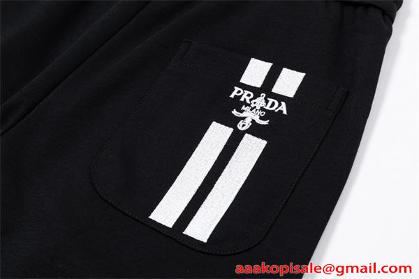 ブラック  PRADA プラダ コピー スウェットパンツ ジップポケット 売れ筋