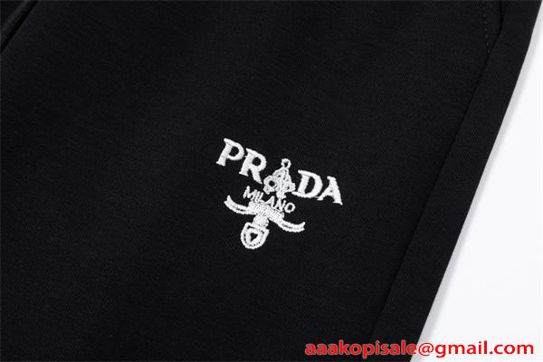 ブラック  PRADA プラダ コピー スウェットパンツ ジップポケット 売れ筋