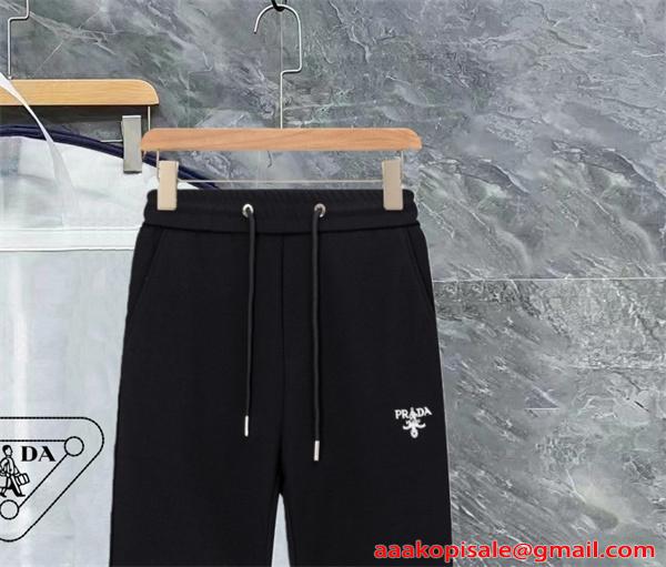 ブラック  PRADA プラダ コピー スウェットパンツ ジップポケット 売れ筋