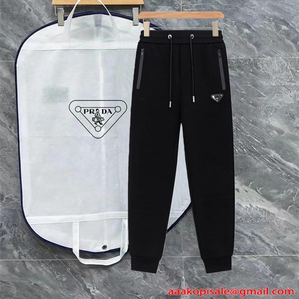 ブラック ベーシック スウェットパンツ ミニマル  PRADA プラダ コピー