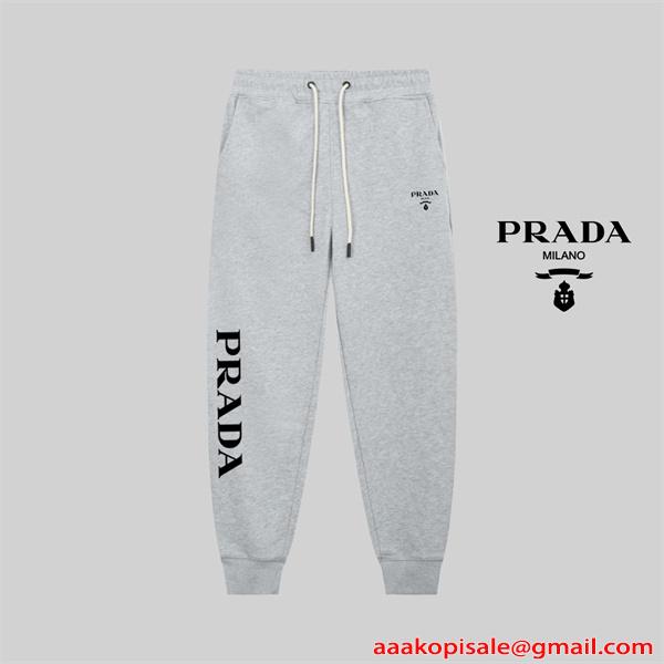 入手困難 ブラック  PRADA プラダ コピー スウェットパンツ プレミアム