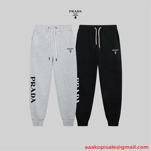 入手困難 ブラック  PRADA プラダ コピー スウェットパンツ プレミアム