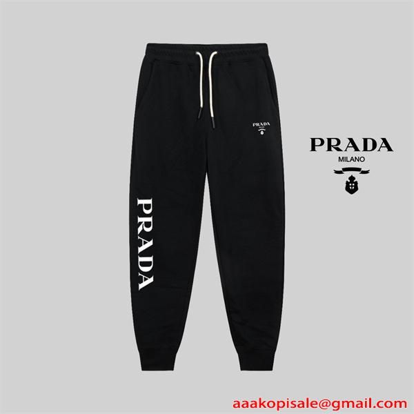 入手困難 ブラック  PRADA プラダ コピー スウェットパンツ プレミアム