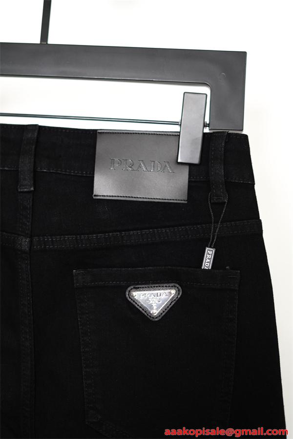 入手困難 洗練された プラダ コピー PRADA ブラック デニム 上質