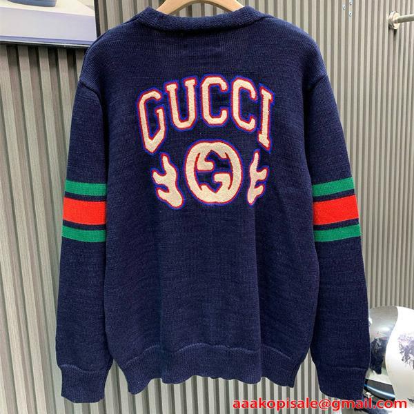 ニット GUCCI グッチ コピー セーター メンズ バックロゴ入り トップス 売れ筋  