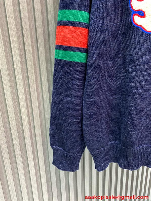 ニット GUCCI グッチ コピー セーター メンズ バックロゴ入り トップス 売れ筋  