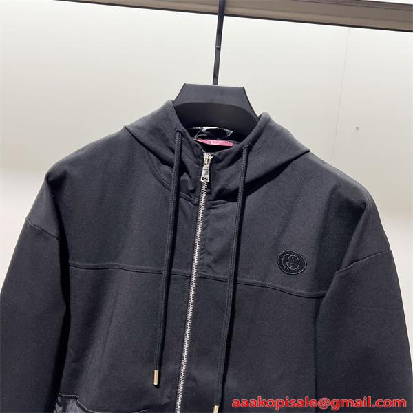 GUCCI グッチ コピー パーカー ジップアップ メンズ ブラック 定番人気