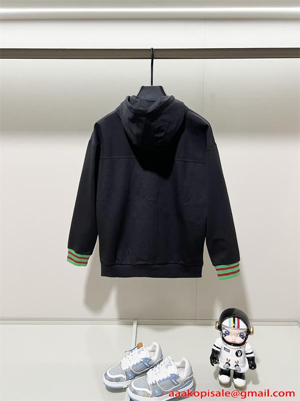 GUCCI グッチ コピー パーカー ジップアップ メンズ ブラック 定番人気