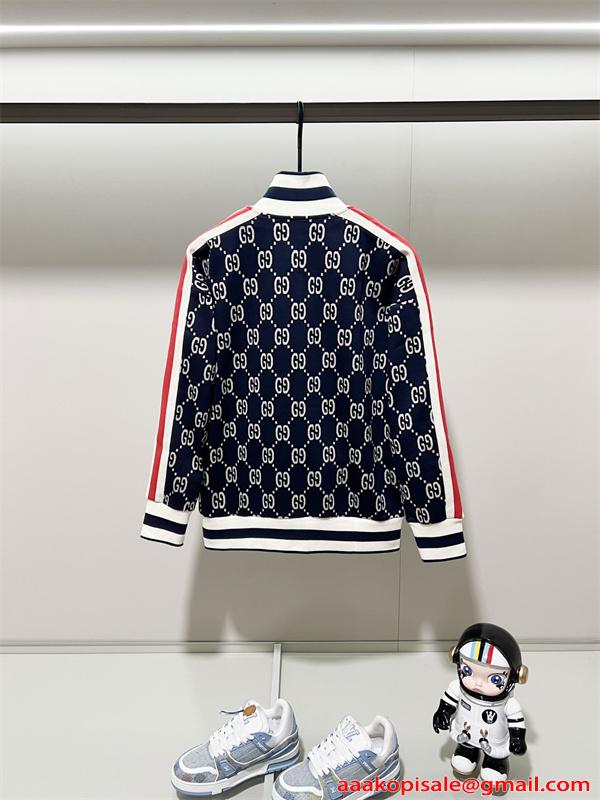 グッチ コピー GUCCI ジャケット GG総柄 フルジップ ネイビー ホワイト 売れ筋
