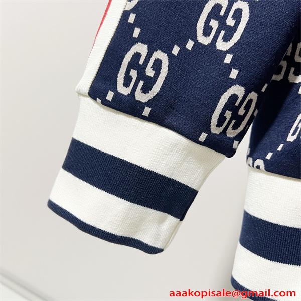 グッチ コピー GUCCI ジャケット GG総柄 フルジップ ネイビー ホワイト 売れ筋