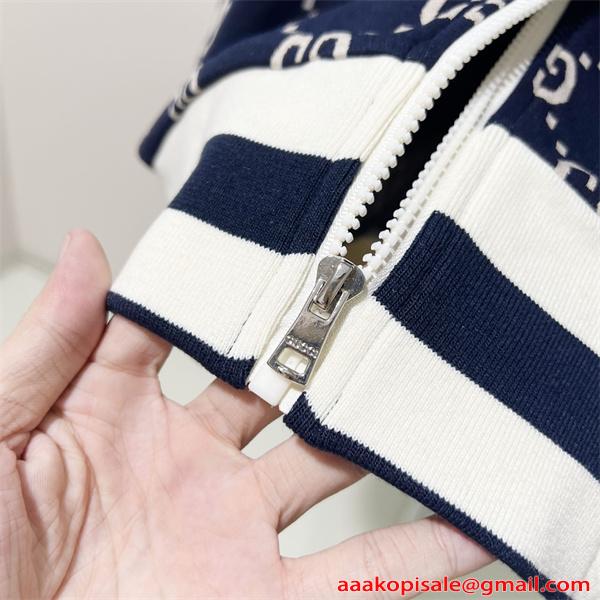 グッチ コピー GUCCI ジャケット GG総柄 フルジップ ネイビー ホワイト 売れ筋