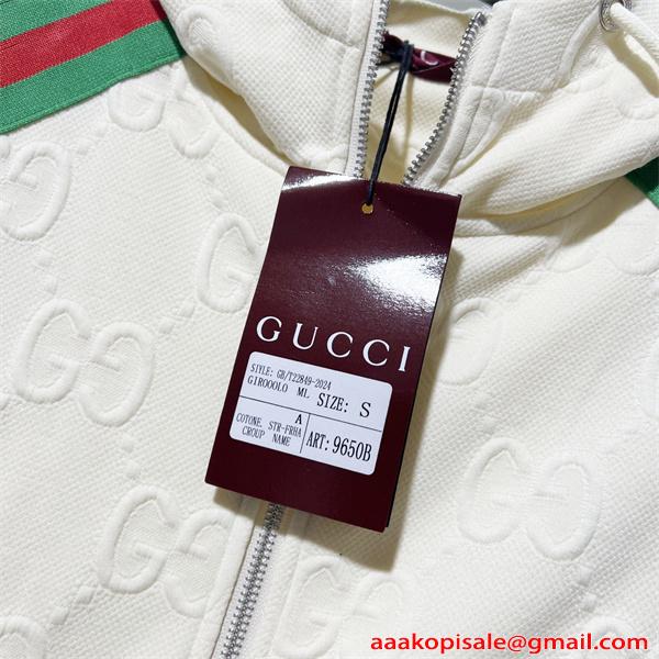 グッチ コピー GUCCI パーカー ジップアップ メンズ ホワイト 新作モデル