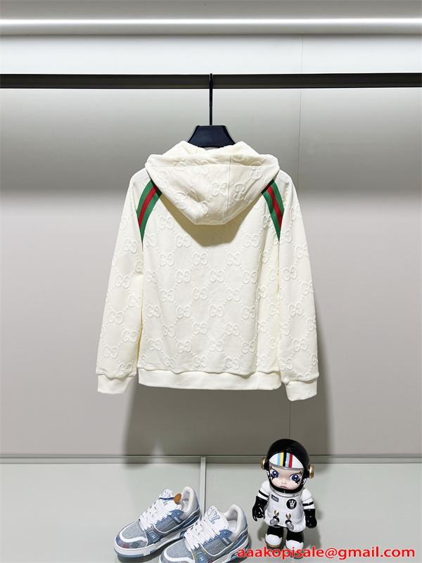 グッチ コピー GUCCI パーカー ジップアップ メンズ ホワイト 新作モデル