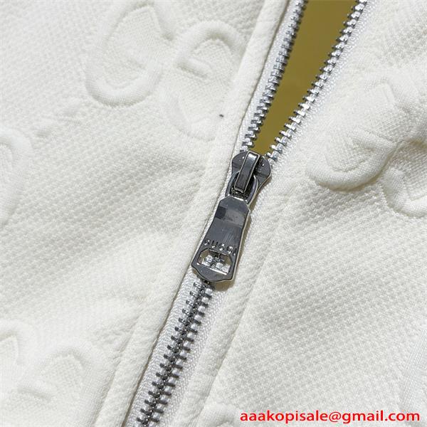 グッチ コピー GUCCI パーカー ジップアップ メンズ ホワイト 新作モデル