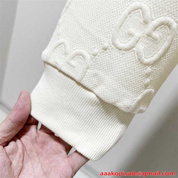 グッチ コピー GUCCI パーカー ジップアップ メンズ ホワイト 新作モデル