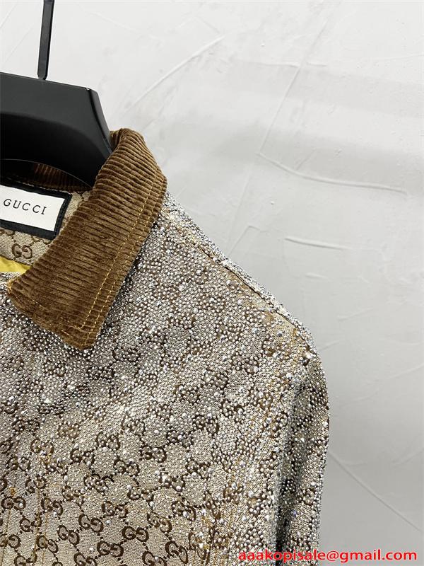 ジャケット メンズ GG総柄 ベージュ ブルゾン 定番人気 GUCCI グッチ コピー 