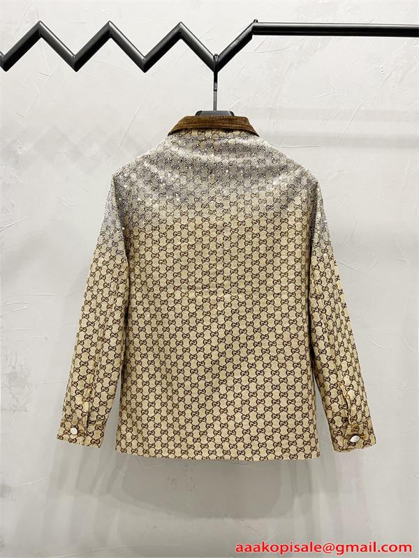 ジャケット メンズ GG総柄 ベージュ ブルゾン 定番人気 GUCCI グッチ コピー 