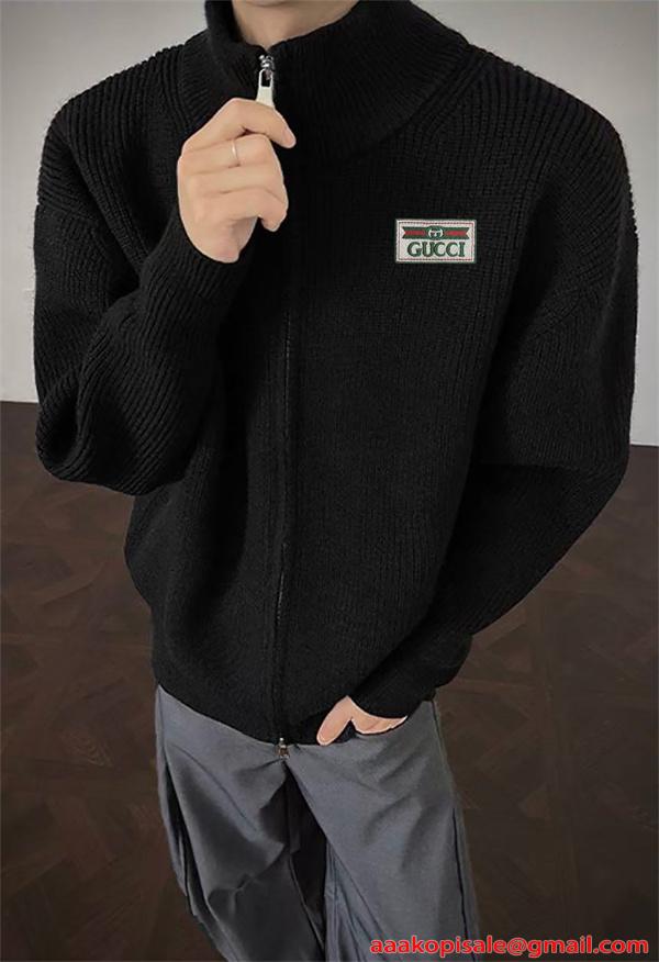ニット GUCCI グッチ コピー  ジャケット メンズ フルジップ カジュアル 上質素材