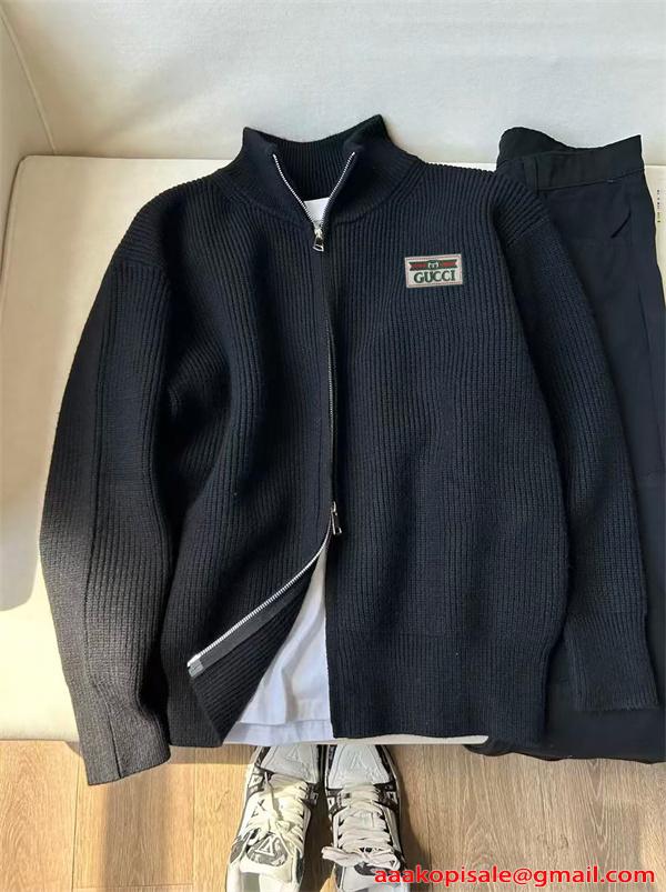 ニット GUCCI グッチ コピー  ジャケット メンズ フルジップ カジュアル 上質素材
