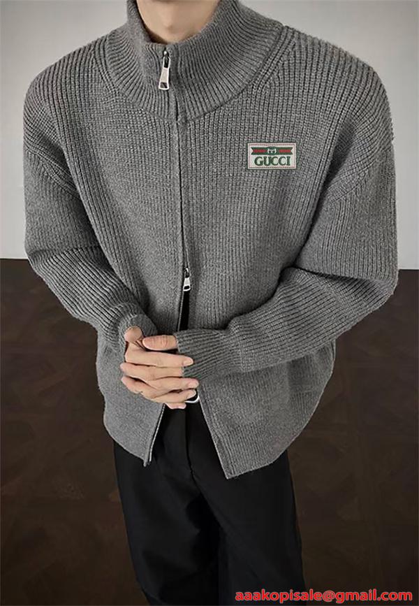 ニット GUCCI グッチ コピー  ジャケット メンズ フルジップ カジュアル 上質素材