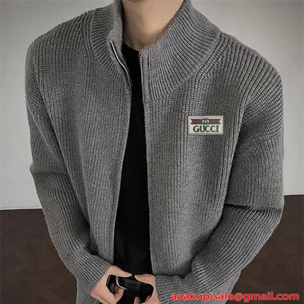 ニット GUCCI グッチ コピー  ジャケット メンズ フルジップ カジュアル 上質素材