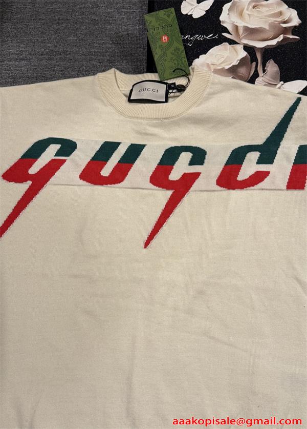 セーター メンズ ホワイト ニット トップス トレンドモデル GUCCI グッチ コピー 
