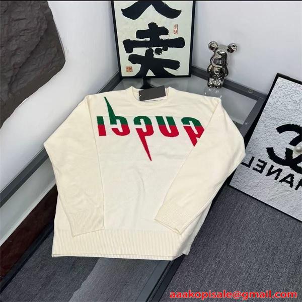 セーター メンズ ホワイト ニット トップス トレンドモデル GUCCI グッチ コピー 