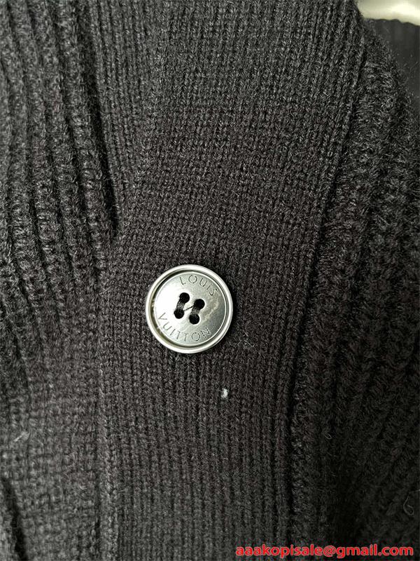 LOUIS VUITTON カーディガン メンズ ニット ブラック 高級感 ルイ ヴィトン コピー 