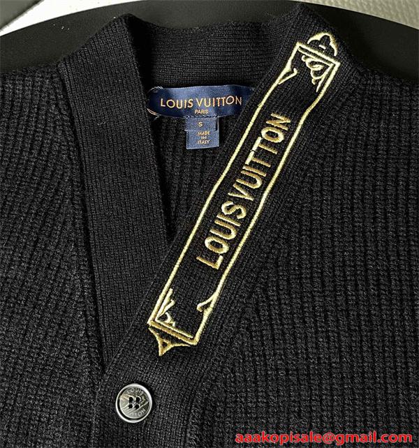 LOUIS VUITTON カーディガン メンズ ニット ブラック 高級感 ルイ ヴィトン コピー 