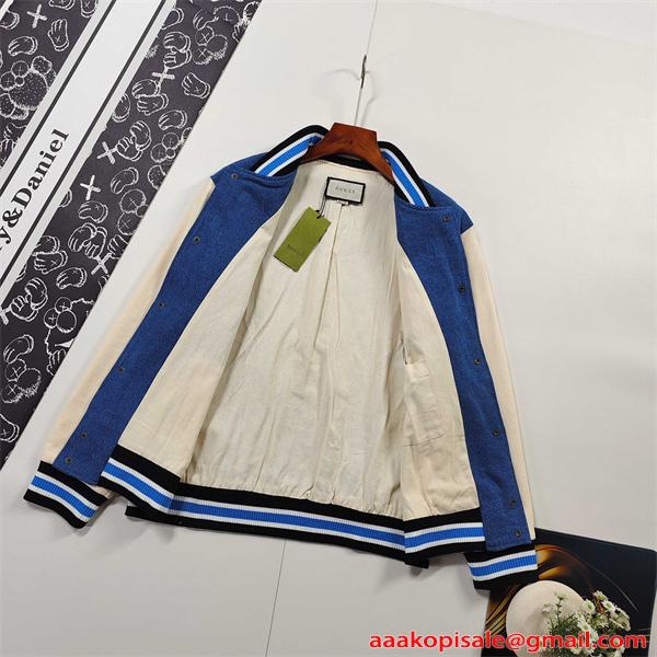 GUCCI グッチ コピー 激安 ブルゾン 刺繍 デニム切替 トレンド新作