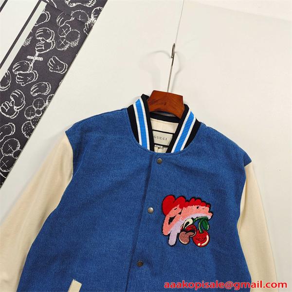 GUCCI グッチ コピー 激安 ブルゾン 刺繍 デニム切替 トレンド新作