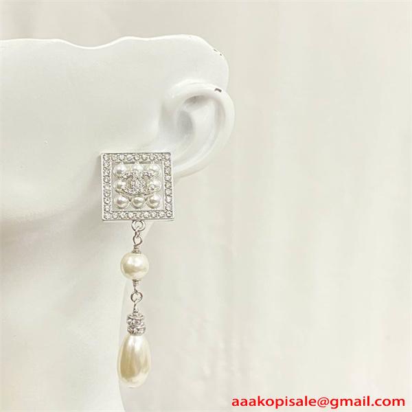 イヤリング スクエア クリスタル エレガント 結婚式対応 CHANEL シャネル コピー 