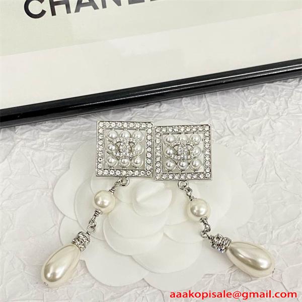 イヤリング スクエア クリスタル エレガント 結婚式対応 CHANEL シャネル コピー 