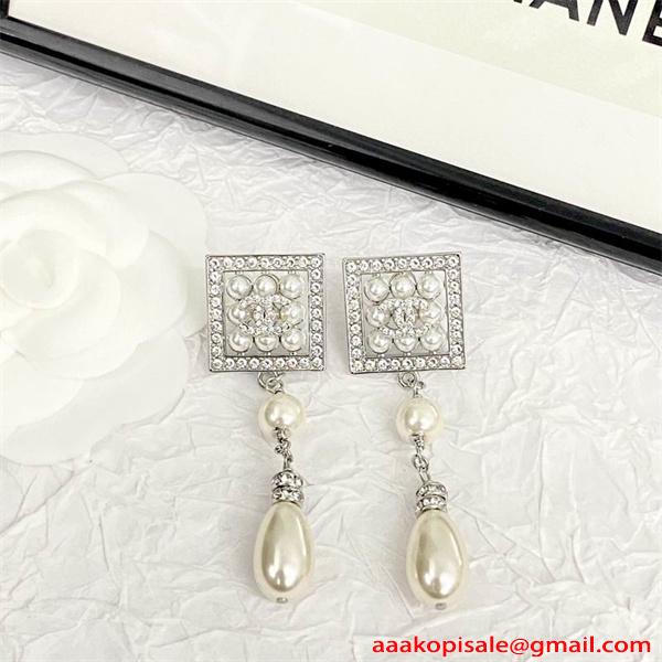 イヤリング スクエア クリスタル エレガント 結婚式対応 CHANEL シャネル コピー 