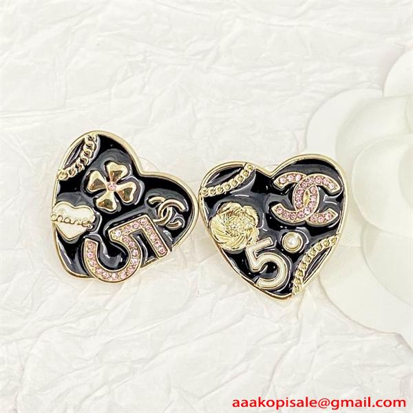 ブラック 2026新作 ラインストーン ピアス 上品 期間限定 CHANEL シャネル コピー