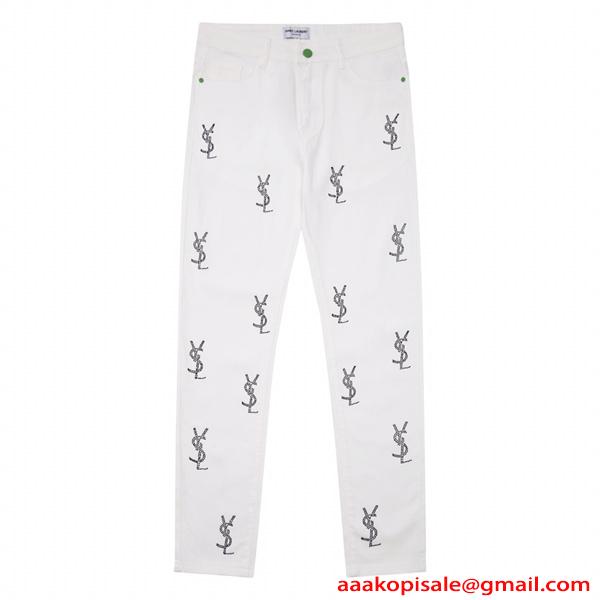 刺繍 デニムパンツ 立体縫製 ストレート 注目新作 SAINT LAURENT イヴ・サンローラン コピー