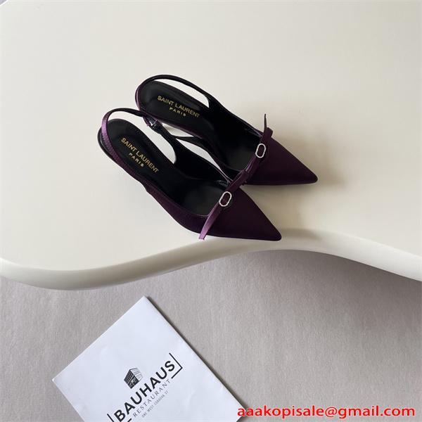 上質光沢 サテンパンプス SAINT LAURENT イヴ・サンローラン コピー 8.0CMヒール 軽量設計 新作